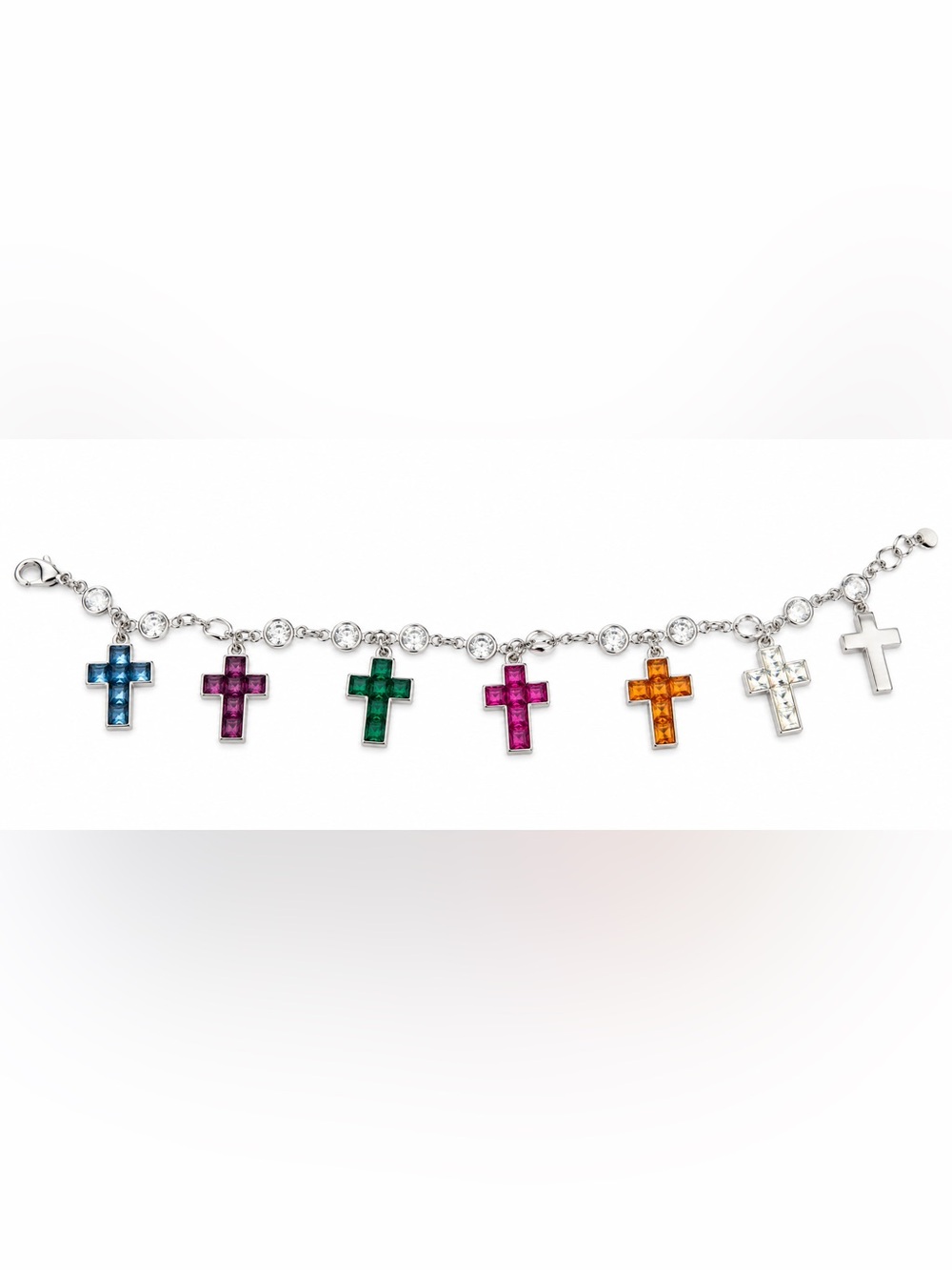 Kenneth Jay Lane Silver-Tone Bracelet with Cross Charms